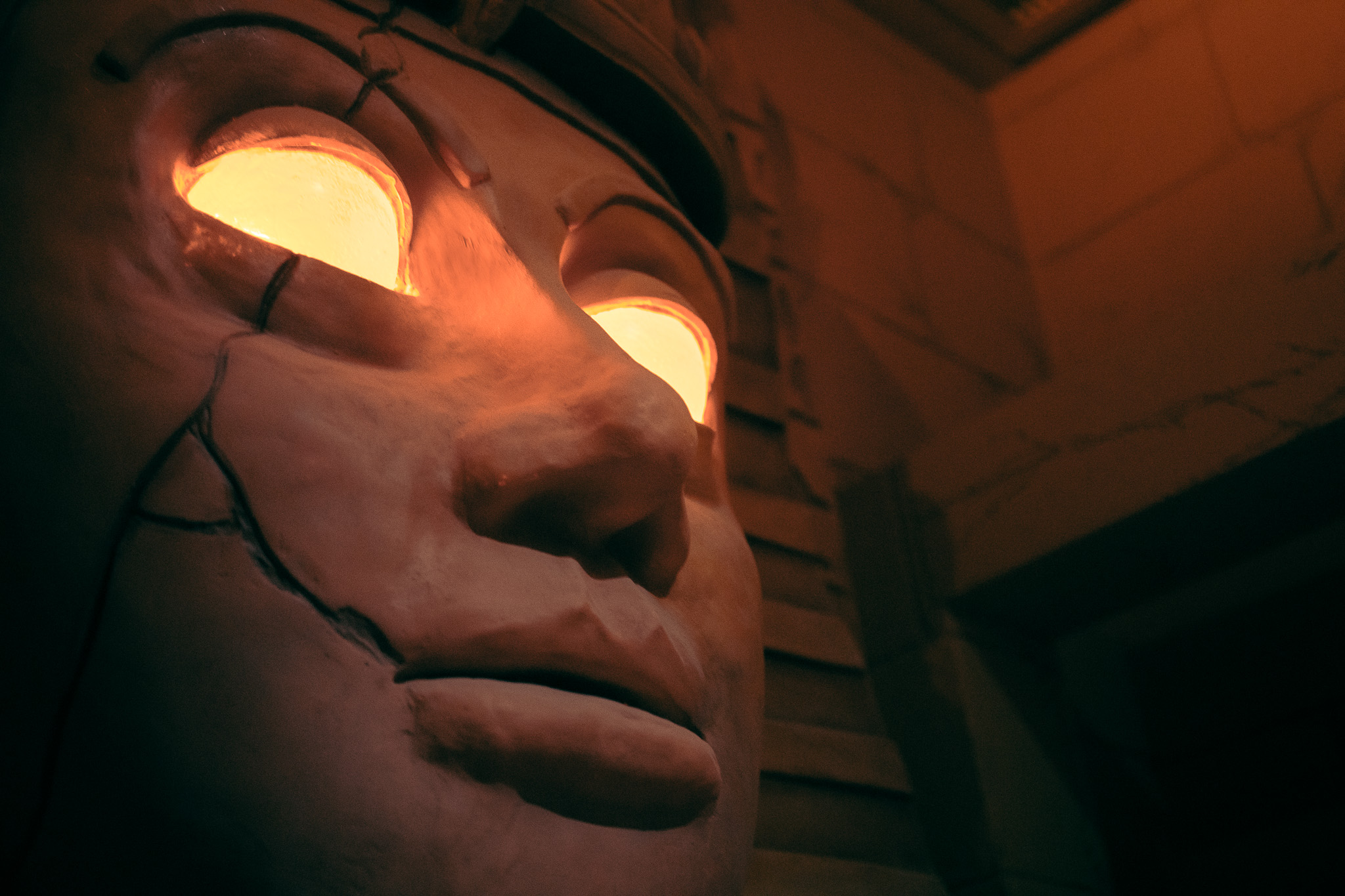 The face of a glowing Egyptian pharaoh